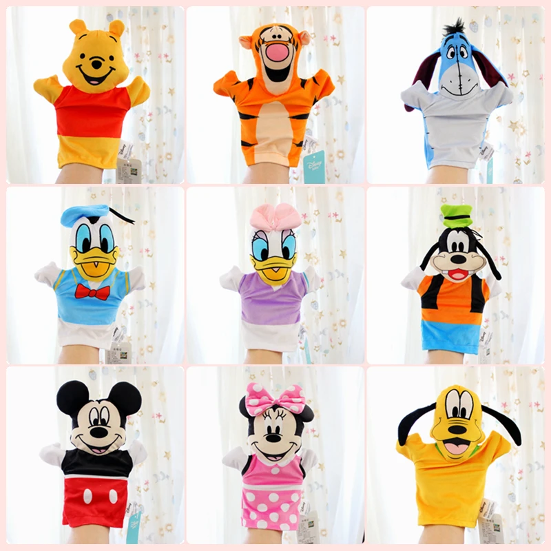 Disney Handpuppe Mickey Minnie Donald Gänseblümchen Ente Pluto Lovley Plüsch Anime Puppen Geschichte Spielzeug für Baby Kinder Weihnachts geschenke