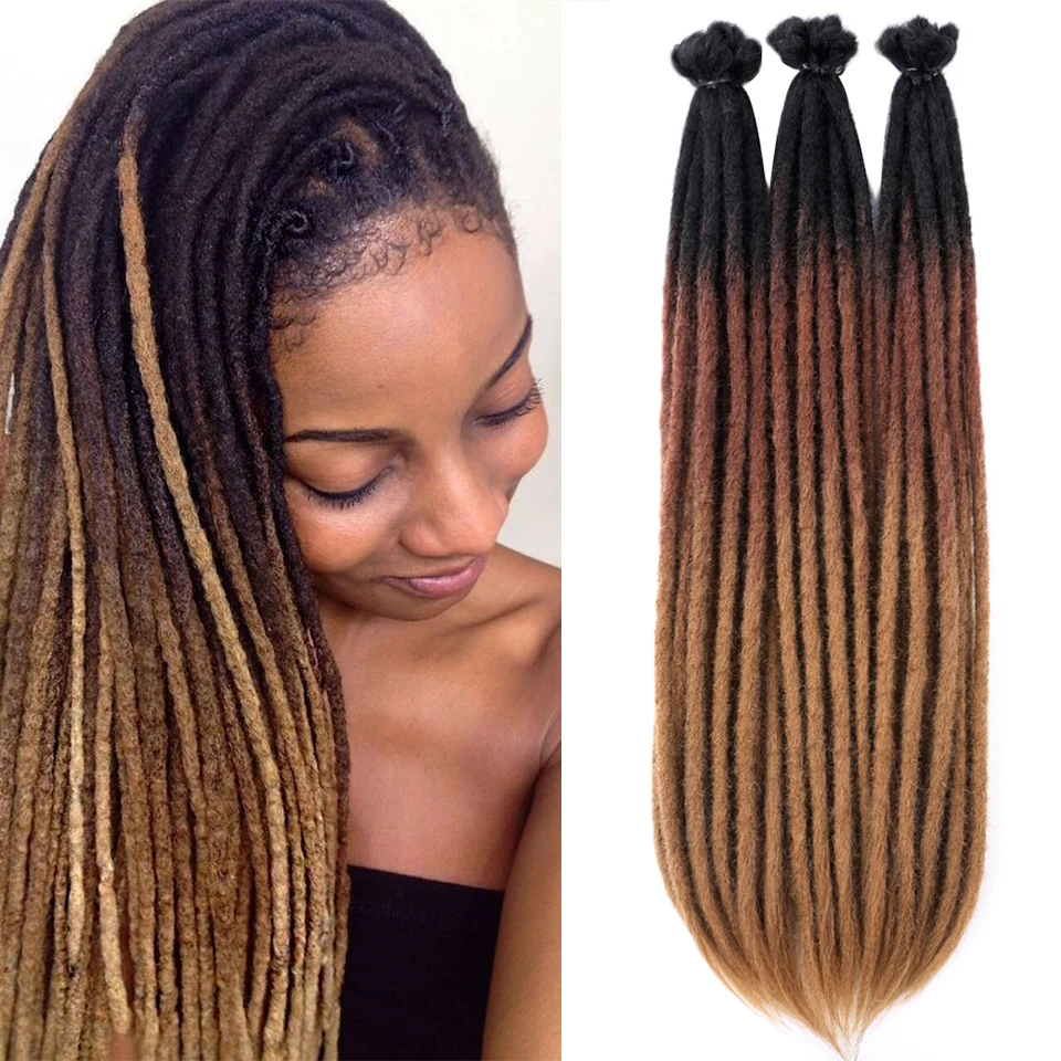 

Synthetic Handmade Dreadlocks Extensions Fashion Reggae Hair 21Inch Crochet Dreadlock Braids Hair Ombre Color 10Pcs/Lot
