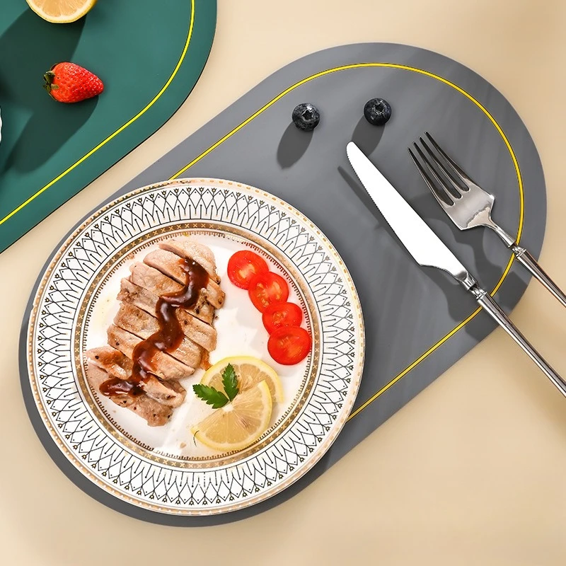 1pc Soft Rubber Small Placemat PVC Waterproof and Oil Resistant Dining Table Decor Mat Nordic Style Hotel and Household Coaster