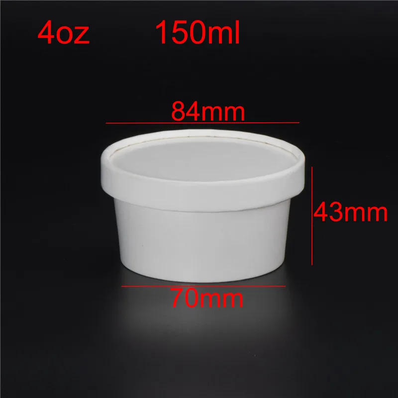 50pcs 2oz/3oz/4oz/5oz/8oz/12oz disposable ice cream paper box thick white packaging jelly pudding dessert cups with paper lid