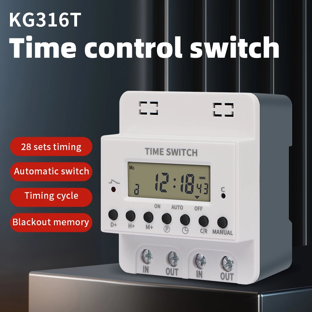 Interruptor Temporizador Digital Programável Eletrônico Semanal Dias Trilho Din Montagem para Iluminação Pública 220v 60a