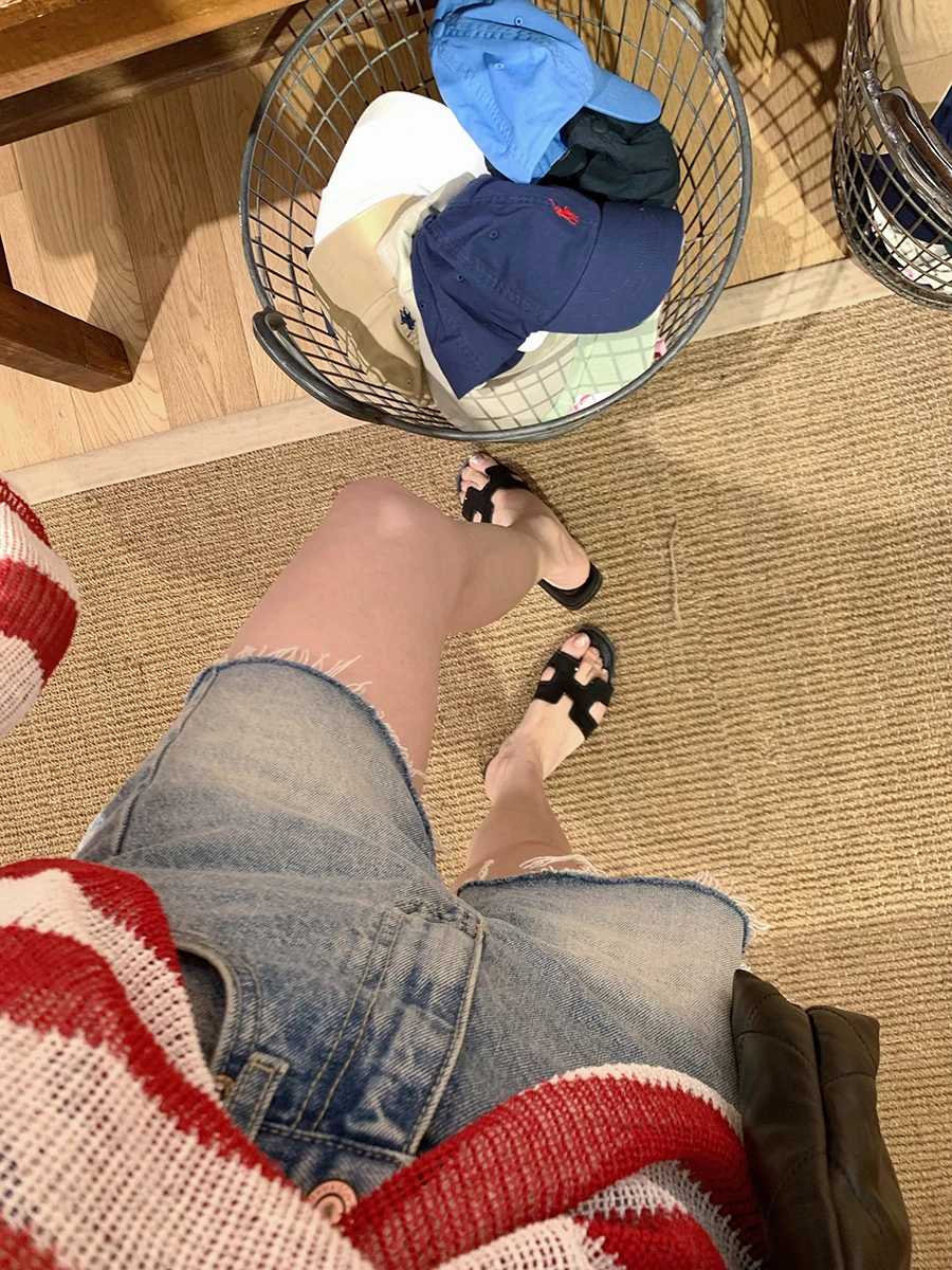 

High Waist Women's Light Blue Frayed Jeans orts Casual Sle Summer Faion plus Size Slimming Effect Landbeige Structura