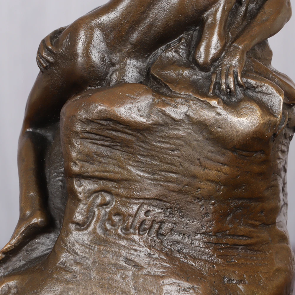 Imagem -05 - Estátua Beijo por Rodin Bronze Replica Pequena Estatueta Famosa Arte Antiga Casal Romântico Home Decor Escultura Eterna Amantes a