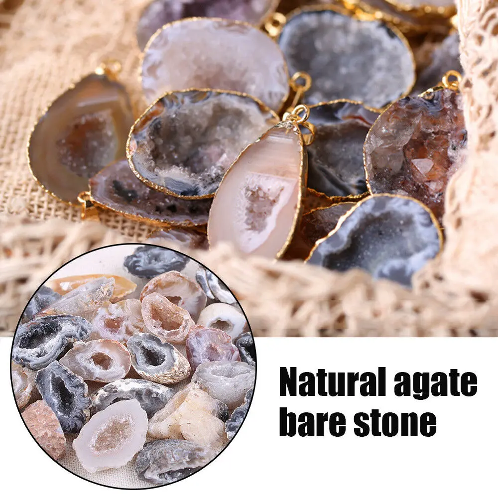 Natural Raw Stones Slice Natural Crystals Halves Healing Grade Beads for Jewelry Making  Gifts for Women Geodes Collection