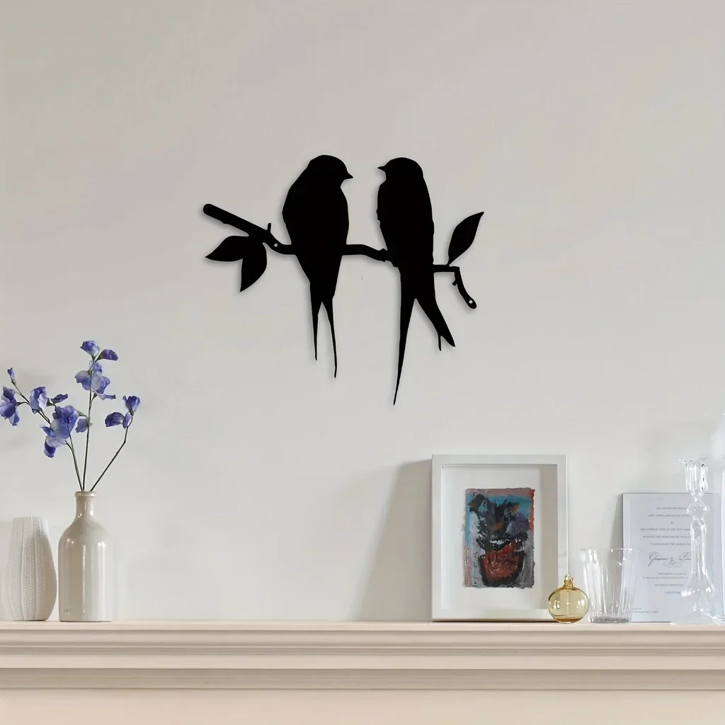 Hello young Vogel Zweig Metall Wand kunst-dekorative Verzierung für Wohnheim, Restaurant, Schlafzimmer und Wohnkultur Metall Wandbehang