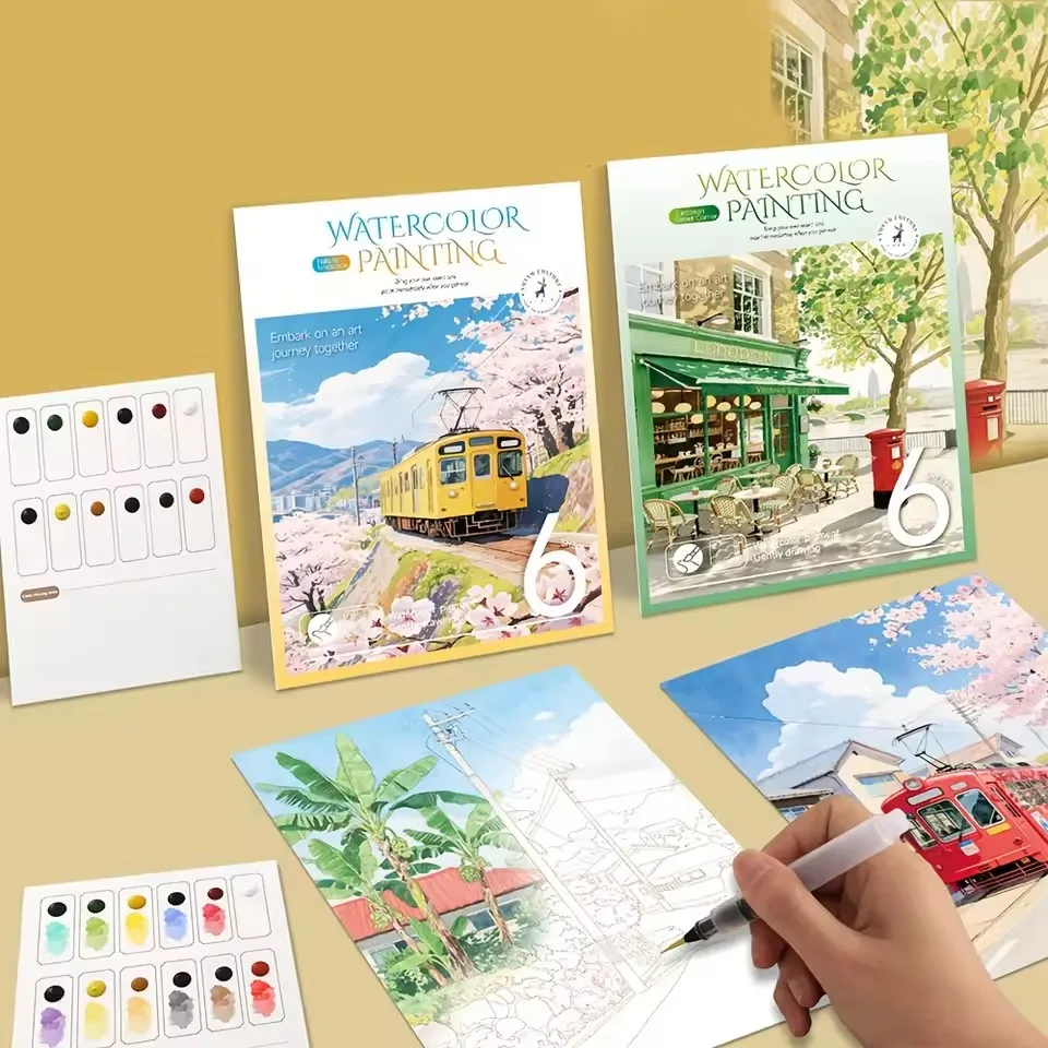 Creative Watercolor Coloring Book, DIY Painting Book for Adults, Leisure Art Sketchbook, Professional Art Use, Holiday Gift image 2