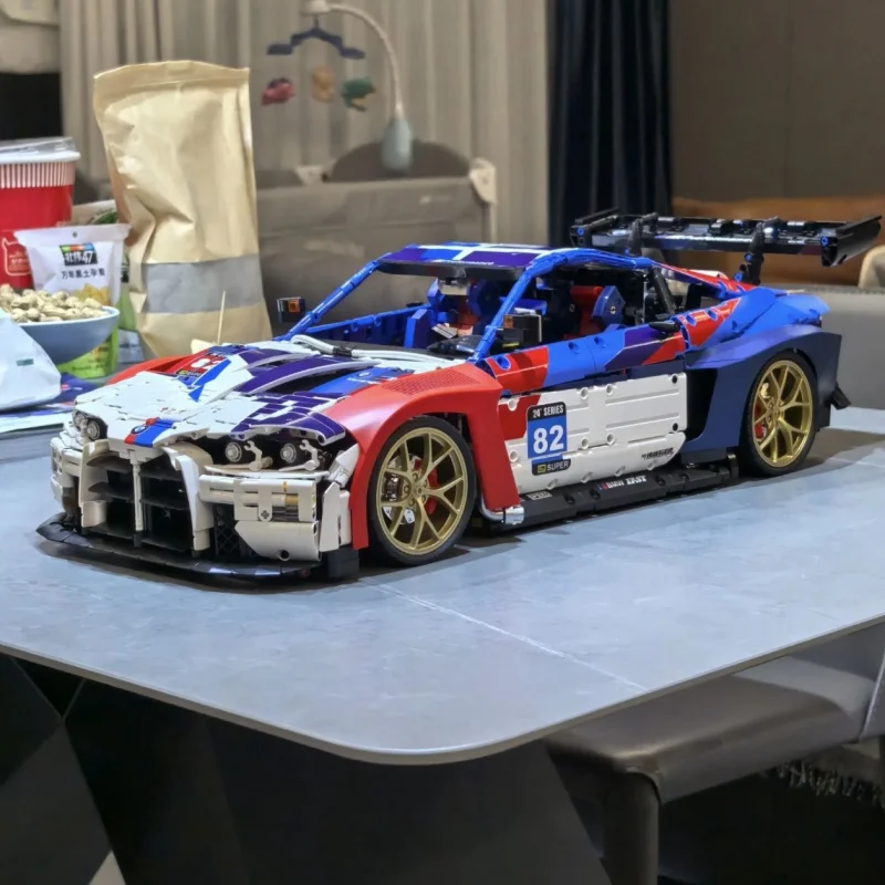 JD040 Technology Racing BMWM4Sports Car Boys High Difficulty Assembly Mechanical Set Building Block Toy Gift