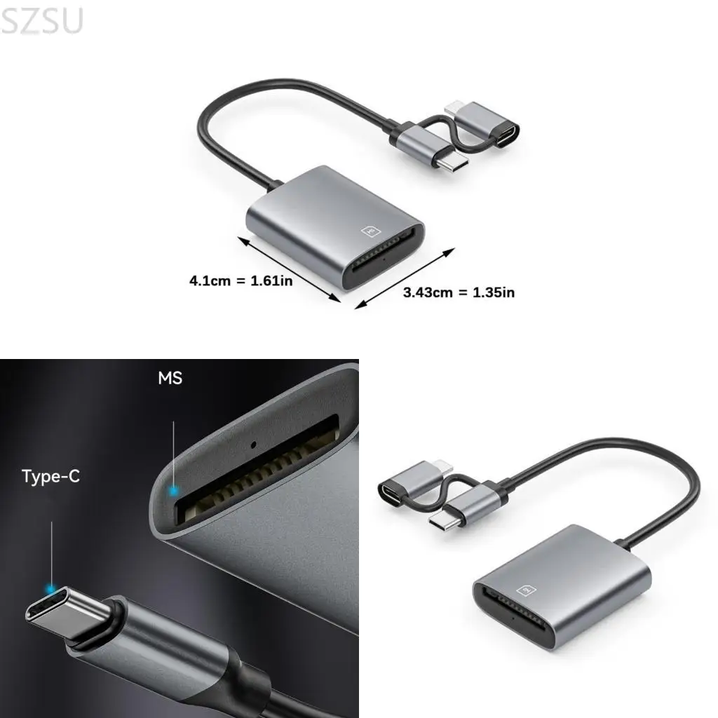 

SZSU 8-контактный тип C, двухпортовый MS Card Reader, телефонный коврик, инструмент для карт памяти из алюминиевого сплава