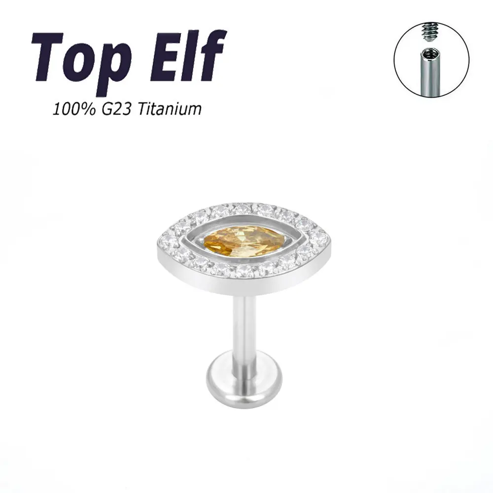 G23 Titanium Labret Studs Colorful Zircon Lip Studs Earring Piercing Internally Threaded Tragus Piercing