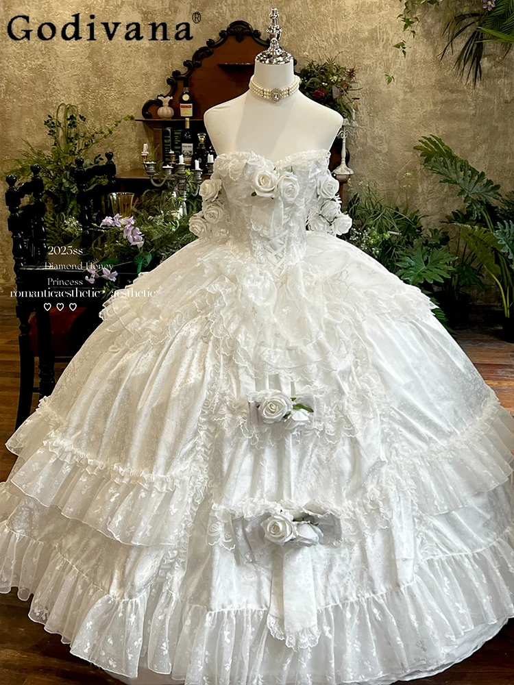 女性のスイートウェディングドレス-記念日-成人式-誕生日パーティー-プロム-イブニングドレス-プリンセスドレス-絶妙なロングドレス