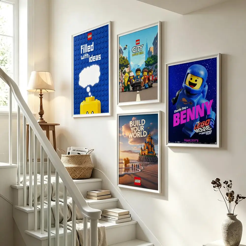 classic LEGO Poster Poster HD Waterproof Self-adhesive Art Print Wall Decor for Bedroom Living Room Gift