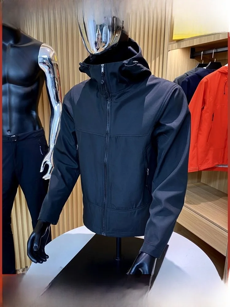 

3D стерео версия, мужская повседневная ветровка с капюшоном для спорта на открытом воздухе, весенний сезон, подставка, длинная застежка-молния све