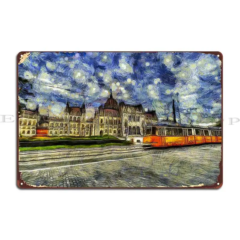 Budapest Parliament Vincent Van Gogh Metal Plaque Poster Garage Wall Cave Garage Create Cinema Tin Sign Poster