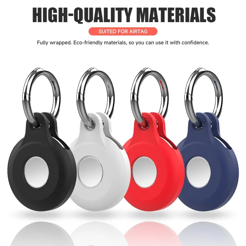 New for Air Tag Holder for Apple Airtag Case with Keychain Key Ring Siliocne Airtags Cover Luggage Cat Dog Collar Backpack view 2