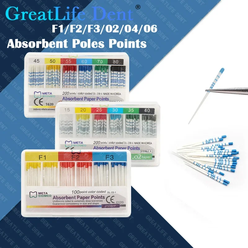 10 Box Dental Absorbent Paper Points  Sterile Mixed Sizes 02 04 06 Taper 15-40# Root Cancel Endodontics Cotton Fiber Tips