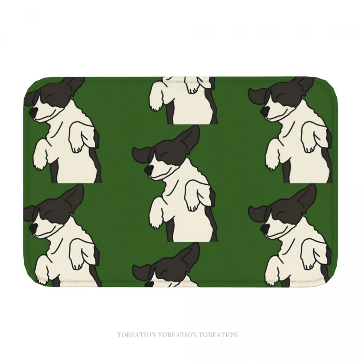 Greyhound Ears Dogs Anti-Slip Doormat Bath Mat Black And White Frolicking Puppy On Green Hallway Carpet Welcome Rug Decorative