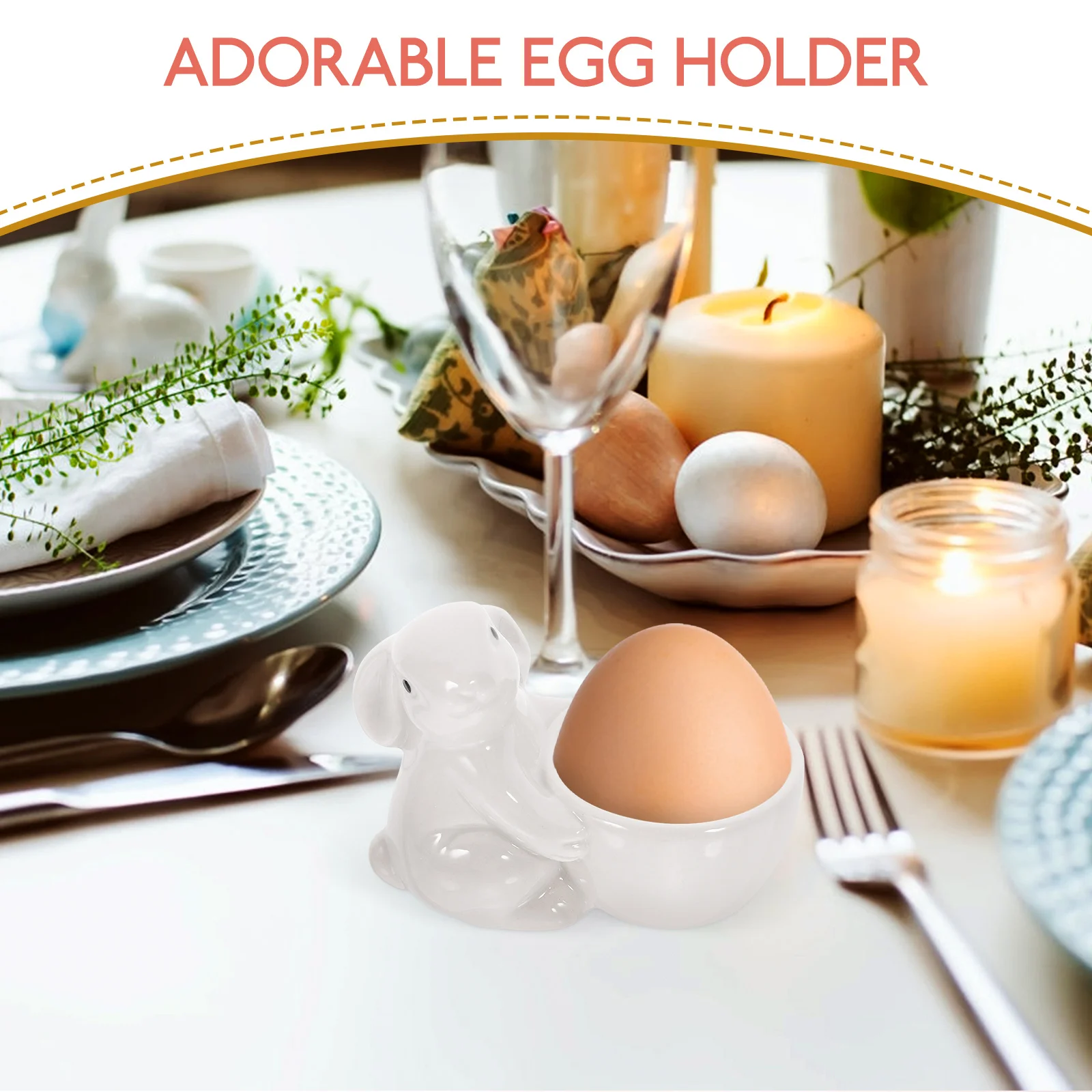 

Ceramic Egg Holder Bunny Shaped Display Stand Easter Decoration Cute Cartoon Design Unique Handmade Craftsmanship