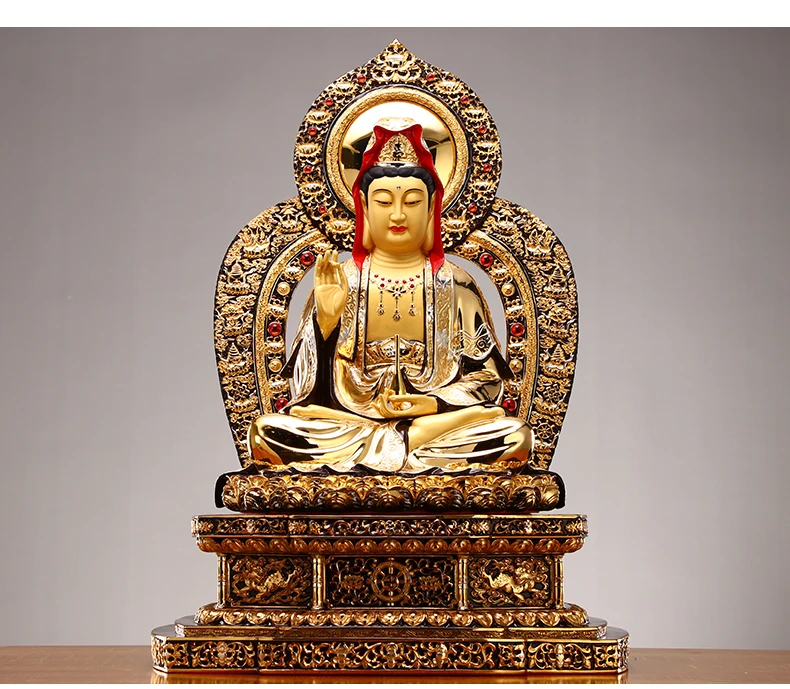 56cm large Buddhist high-grade home patron saint  gold gilding Avalokitesvara Guanyin buddha statue efficacious Talisman Mascot