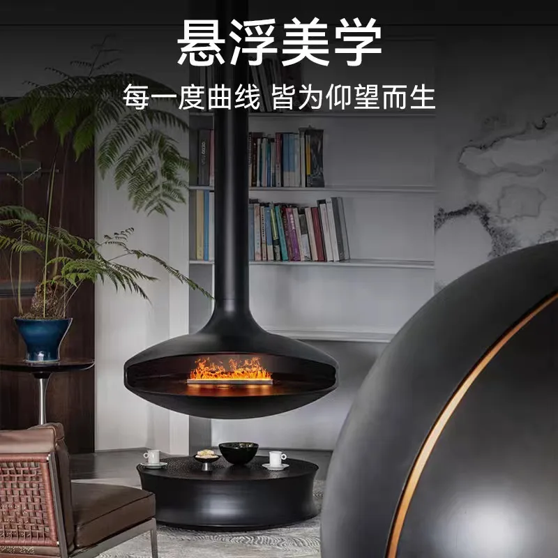 

Customized hanging furnace flying saucer fireplace 3D electronic atomization villa homestay decoration hanging culture wall deco