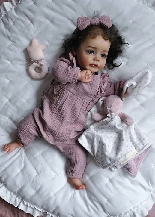 60CM Top Quality Real Baby Size Reborn Sue-Sue 3 Month Hand-Detailed Painting Bebe Doll with Hand Rooted Brown Hair 3D Skin Tone