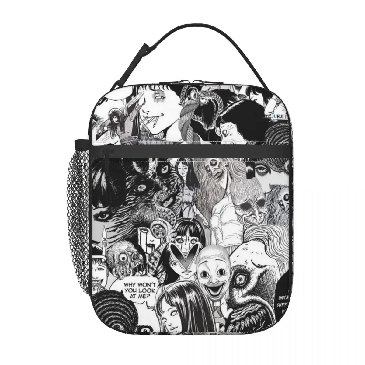 Tomie Junji Ito Horror Anime Comic Pattern Insulated Lunch Bag for Women Kids Portable Food Boxes Thermal Lunch Box Tote