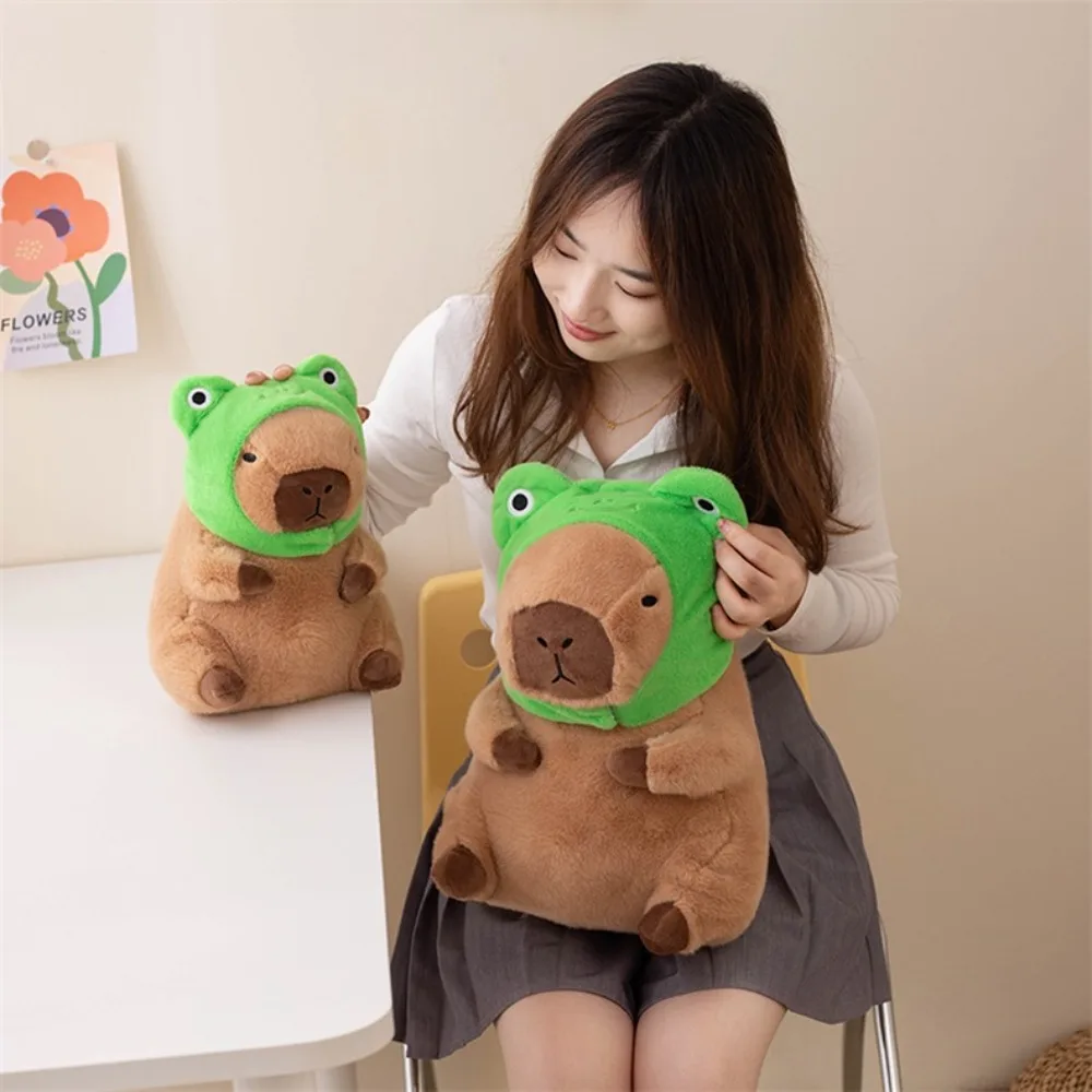 Oreiller de couchage en peluche Capybara, jouet de simulation de dessin animé, moelleux, doux, beurre moelleux, habillage, Noël