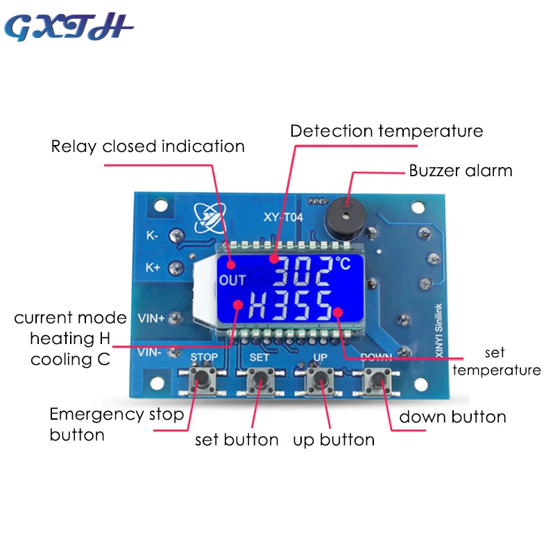 Remote WIFI Temperature Controller K-type LCD Digital Thermostat Module Relay Switch APP Button 10A -99℃-999℃ DC 6-30V