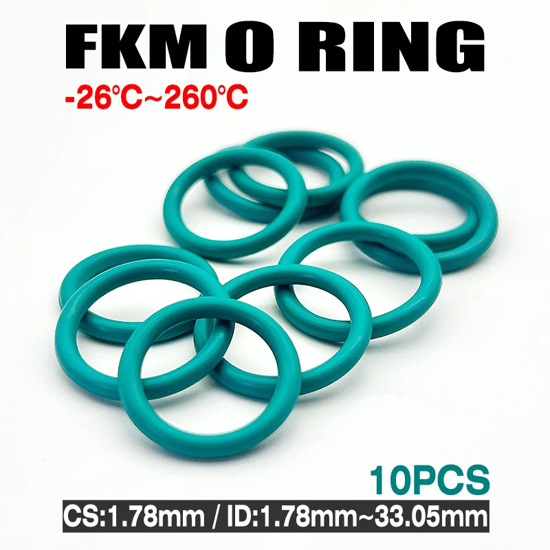 Green FKM Fluororubber O-Ring Kit CS 1.78mm ID 1.78mm~21.95mm Oil Proof, High Pressure Tolerant, Long-Lasting Fluororubber Seals