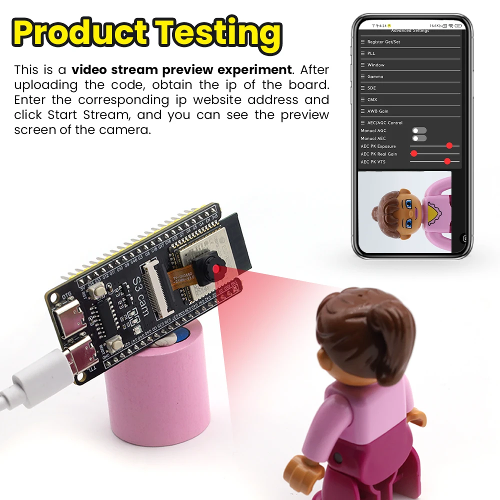 Picture 7: 1-3PCS Keyestudio N16R8 ESP32-S3 CAM Board with OV3660 Camera+Type C USB Cable for Arduino ESP32 Programming DIY Projects