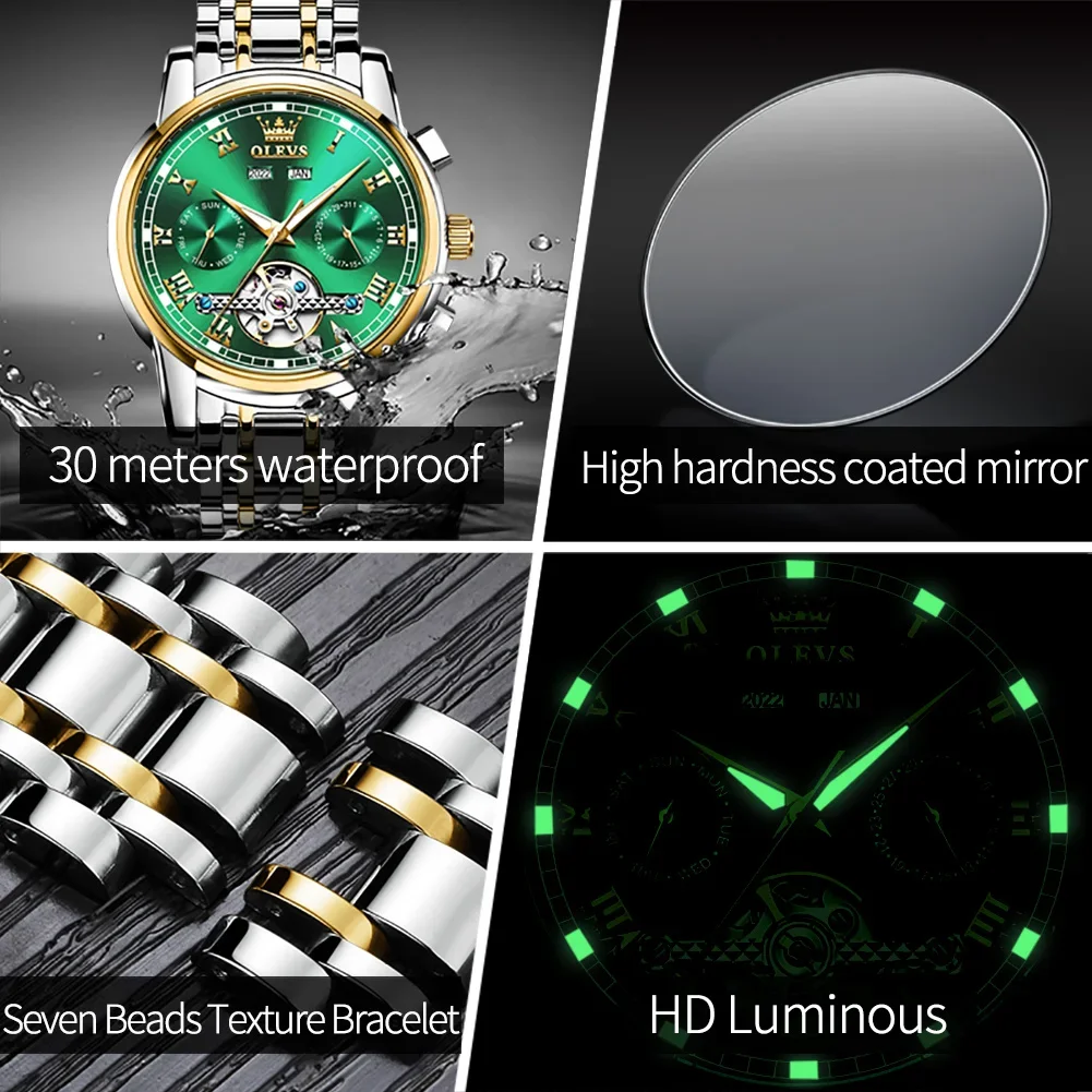 Oelvs Automatische Mechancial Paar Horloge Tourbillon Waterdicht Date Luminous Mode Wijzerplaat Zijn Of Haar Minnaar Horloge Set Reloj