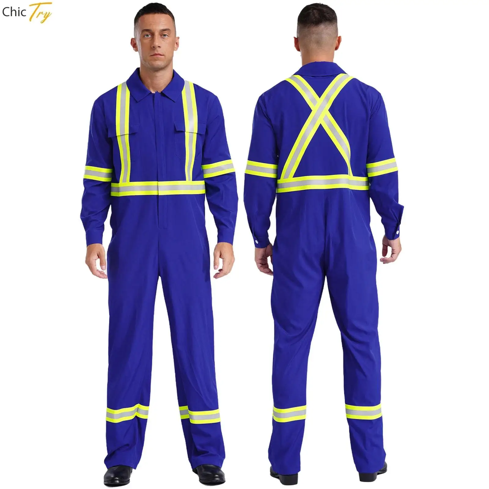 Reflective Stripes Working Coveralls Men Women Welding Suit Car Repair Workshop Mechanic Visibility Clothes Work Overall Uniform