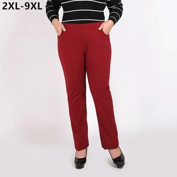 9XL Vrouwen Broek Slim Fit Dame Kantoorbroek Dikke Plus Size 8XL 7XL Hoge Taille Uitgerekt Vrouwelijke Oversized Zakelijke Broek