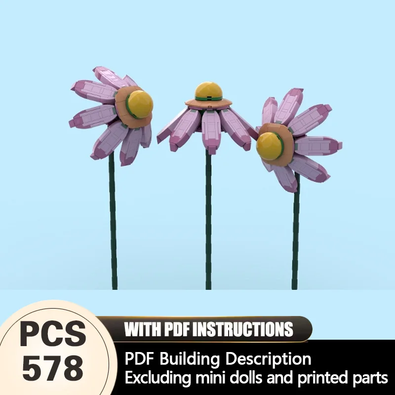 

Creators Plant Series Model MOC Building Bricks Purple Cone Flower Modular Technology Gifts Holiday Assemble Children Toys Suit