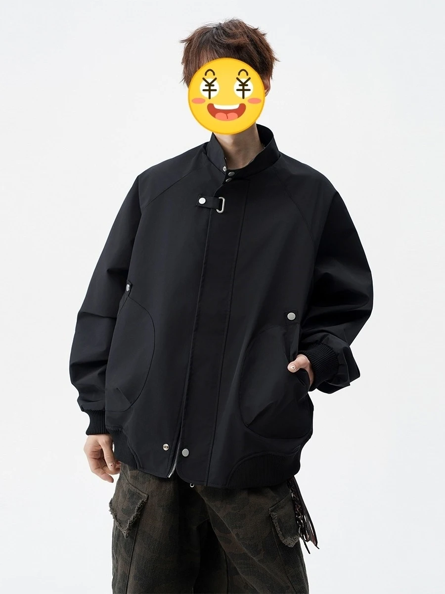 

American High Street Sle Loose Casual Pilot Jaet Men's Autumn Design Baseball orm Outerwear Spring Autumn Loose Fit