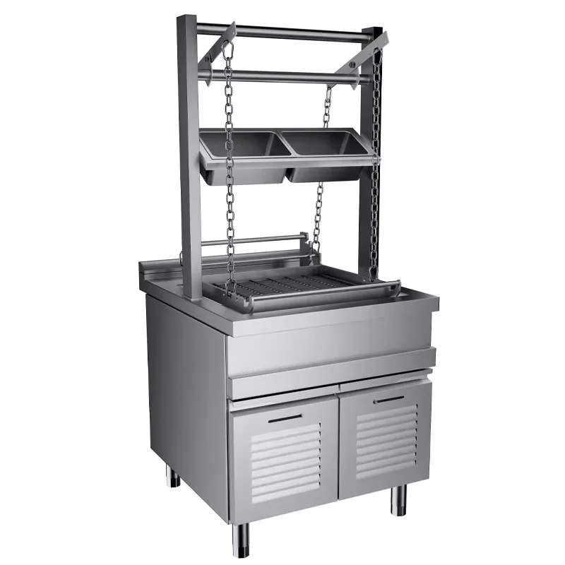 Premium Commercial Stainless Steel Lifting Charcoal Grill Adjustable BBQ Rack for Luxury Hotels Fine Dining Restaurants Outdoor