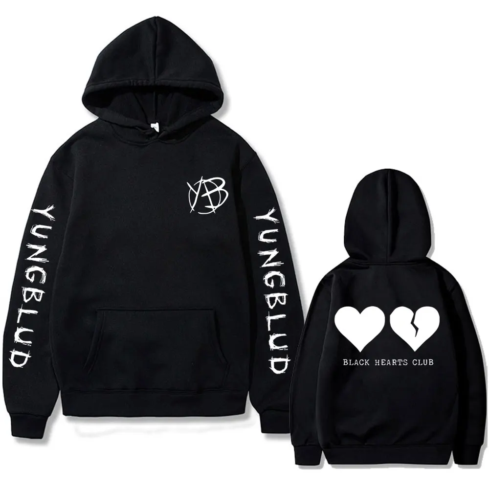 Singer Yungblud Black Hearts Club Print Hoodie Male Casual Loose Sweatshirt Men Women Rock Vintage Oversized Pullover Tracksuit