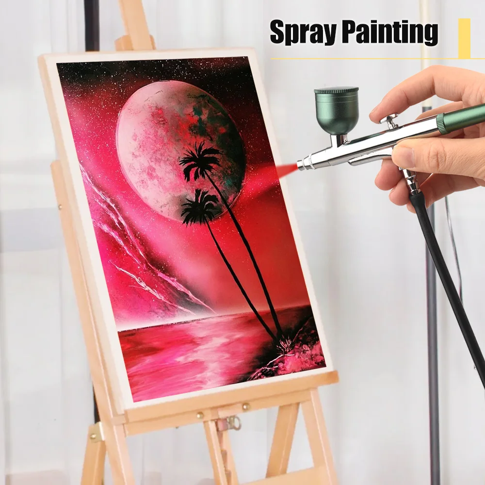 Multifunktionales Airbrush-Set mit Kompressor, tragbares Airbrush-Set, Dual Action, 5-stufig einstellbarer Druck, maximal 25 PSI