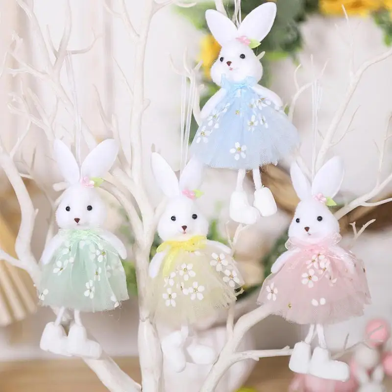 2025 Easter Cute Bunny Hanging Ornaments Rabbit Dolls Car Hangable Pendant Spring Easter Party Supplies Kids Birthday Gift