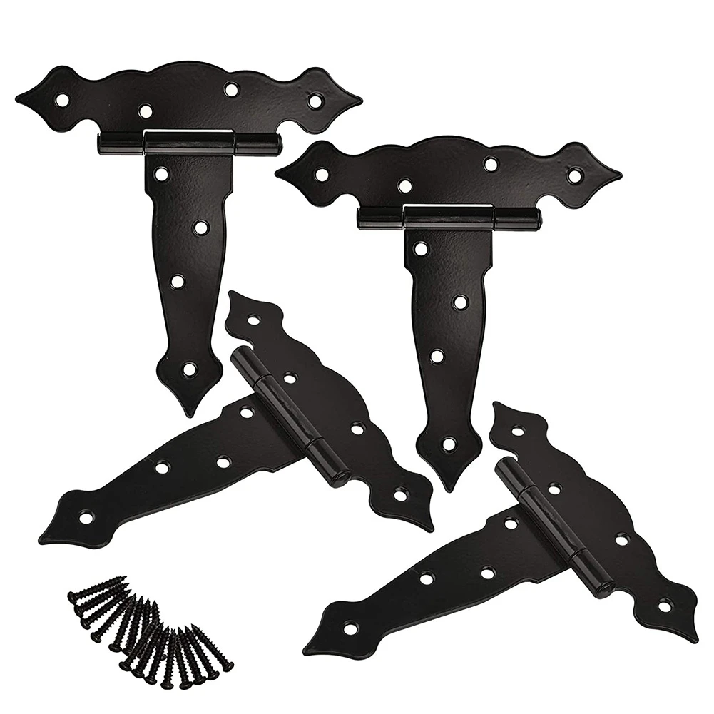 Charnière à fleurs en forme de T ABJT, porte à roulement fendu, charnière de porte en bois laqué noir de 6 pouces