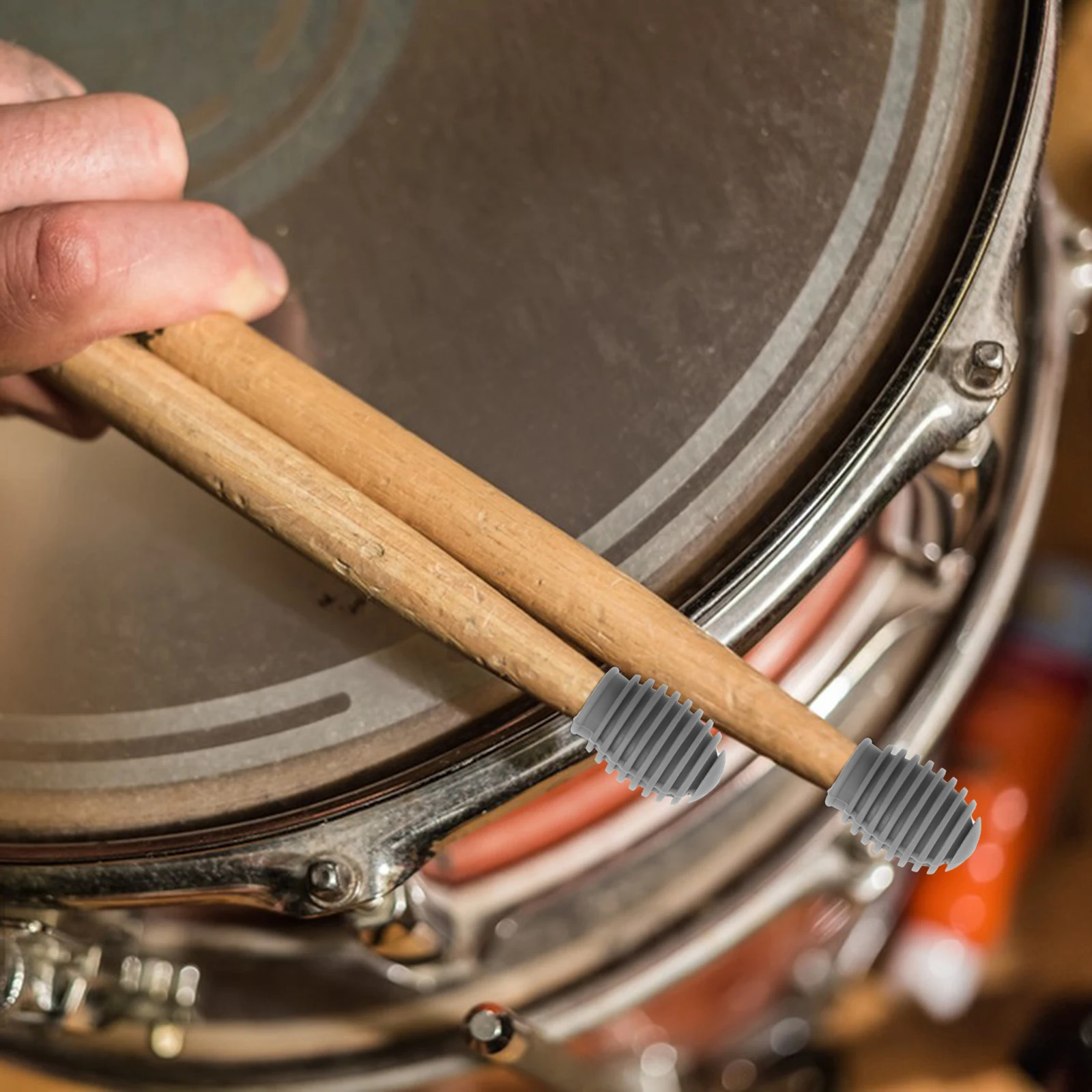 

4Pcs Drumstick Protector Caps Silent Tips YellowGrey Electric Drum Accessories Mute Practice NoiseReduction Silicone