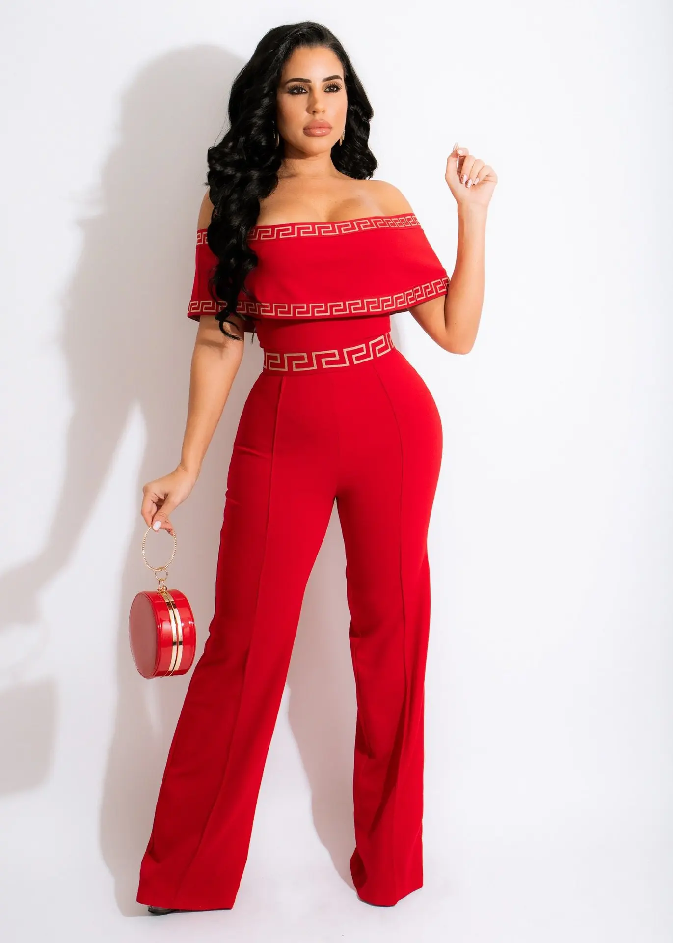 Al201 Independent Station European and American Clothing Jumpsuit Sexy One-Shoulder Jumpsuit Webbing Short-Sleeved Spring and Summer