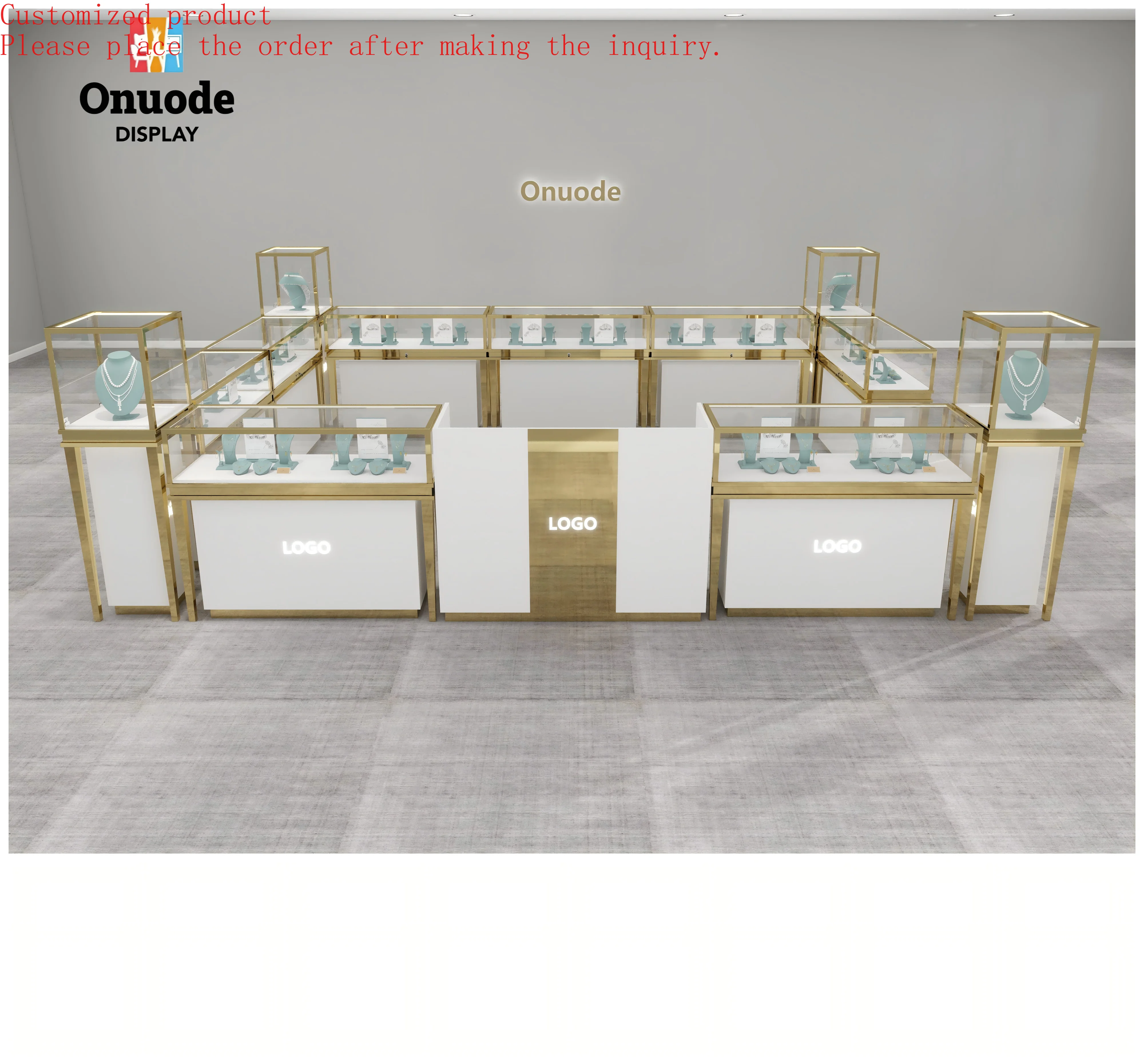 

Custom.Elegant Jewelry Display Showcase with LED Luxury Glass Display Cabinet for High-End Retail Stores Jewelry Kiosk