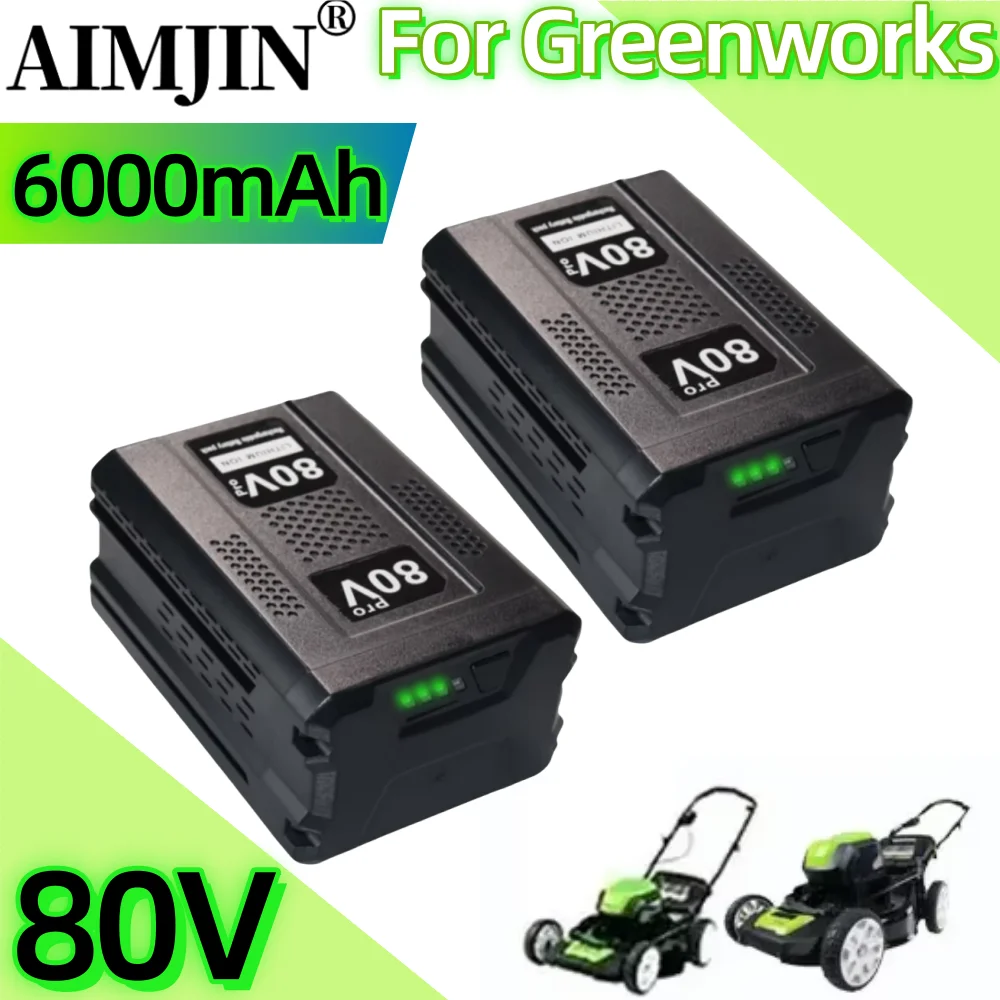 Greenworks-bateria recarregável do Lítio-íon da substituição, 6.0Ah, 80V, GBA80200, GBA80250, GBA80400, GBA80250, GBA80500