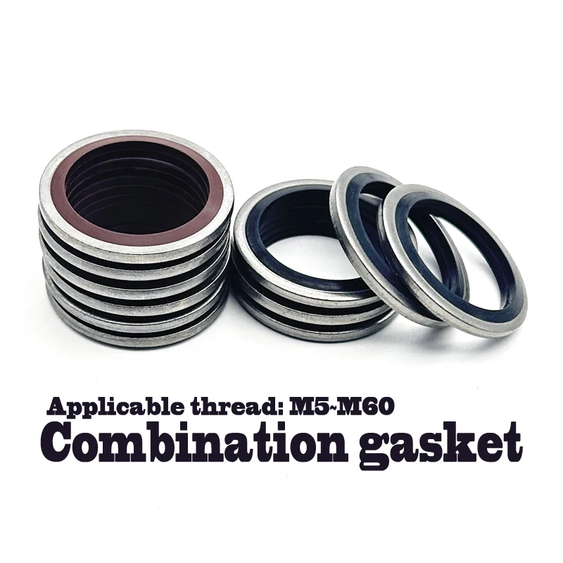 M5 M6 M8 M10 M12 M14 M16 M18~60 Bonded Washer Metal Rubber Oil Drain Plug Gasket Fit Combined Washer Sealing Ring