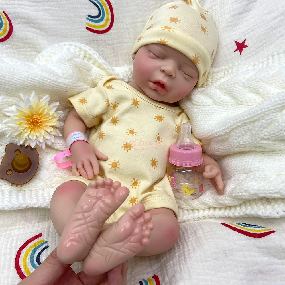 Realistic Full Silicone 45cm Reborn Baby Girl Open Mouth Washable Newborn Model Anatomically Correct Doll for Parenting Practice