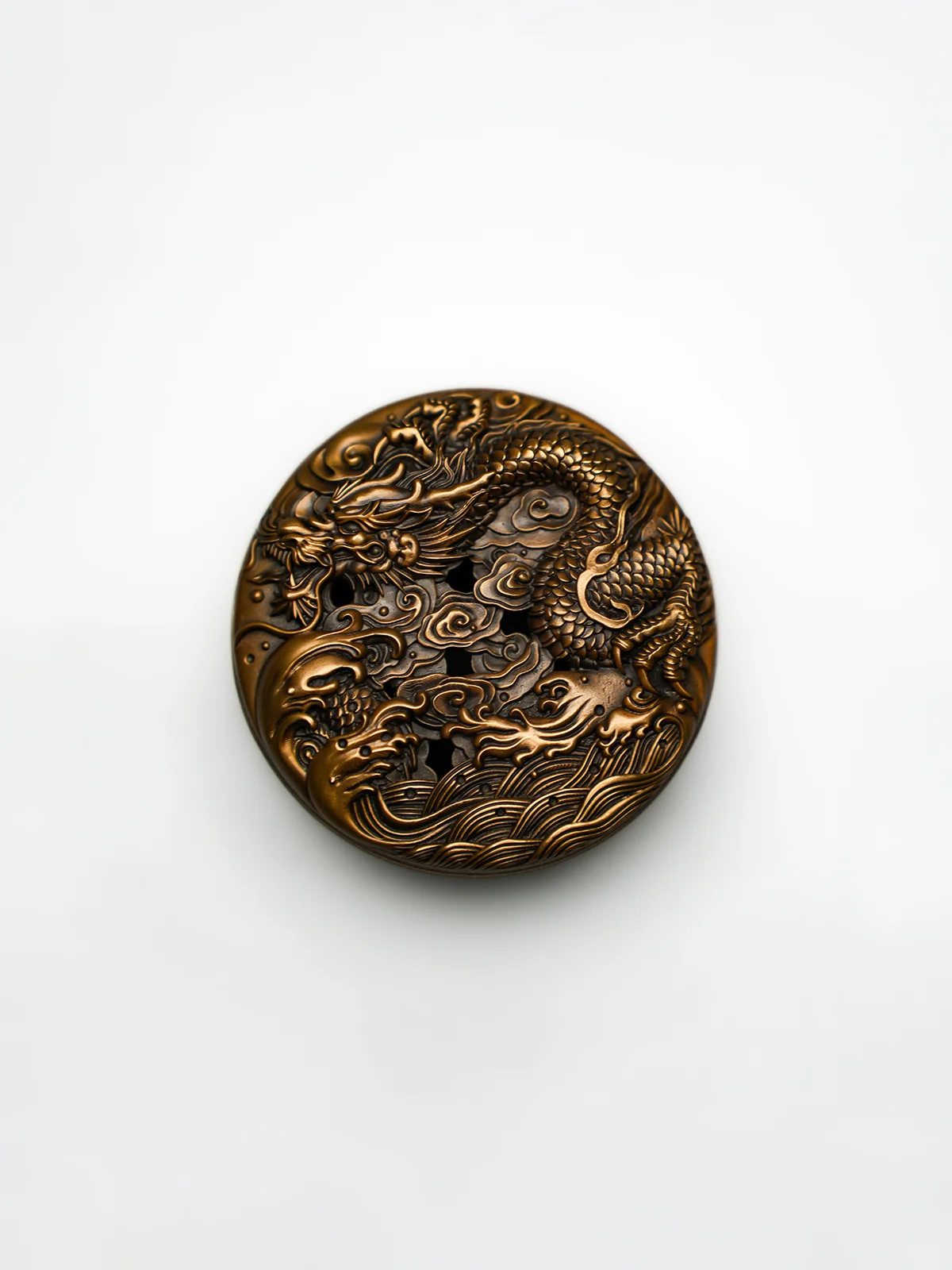 Bronze Seiko is changing color Table decorative ornaments Dragon-shaped incense burner Buddha hand incense holder