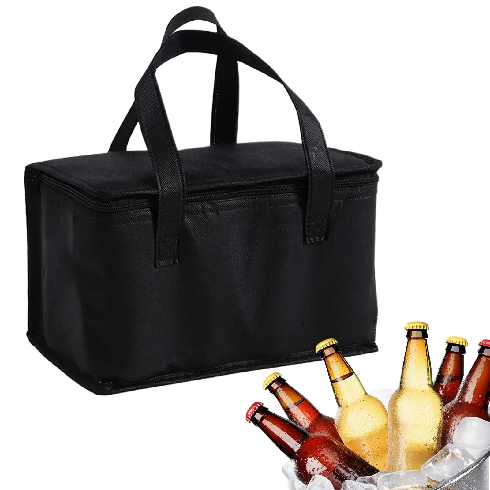 Large Capacity Insulated Cooler Bag Foldable Aluminum Foil Tote Keeps Cold 8+ Hours For Beach Camping, Holds Beer Juice Snacks