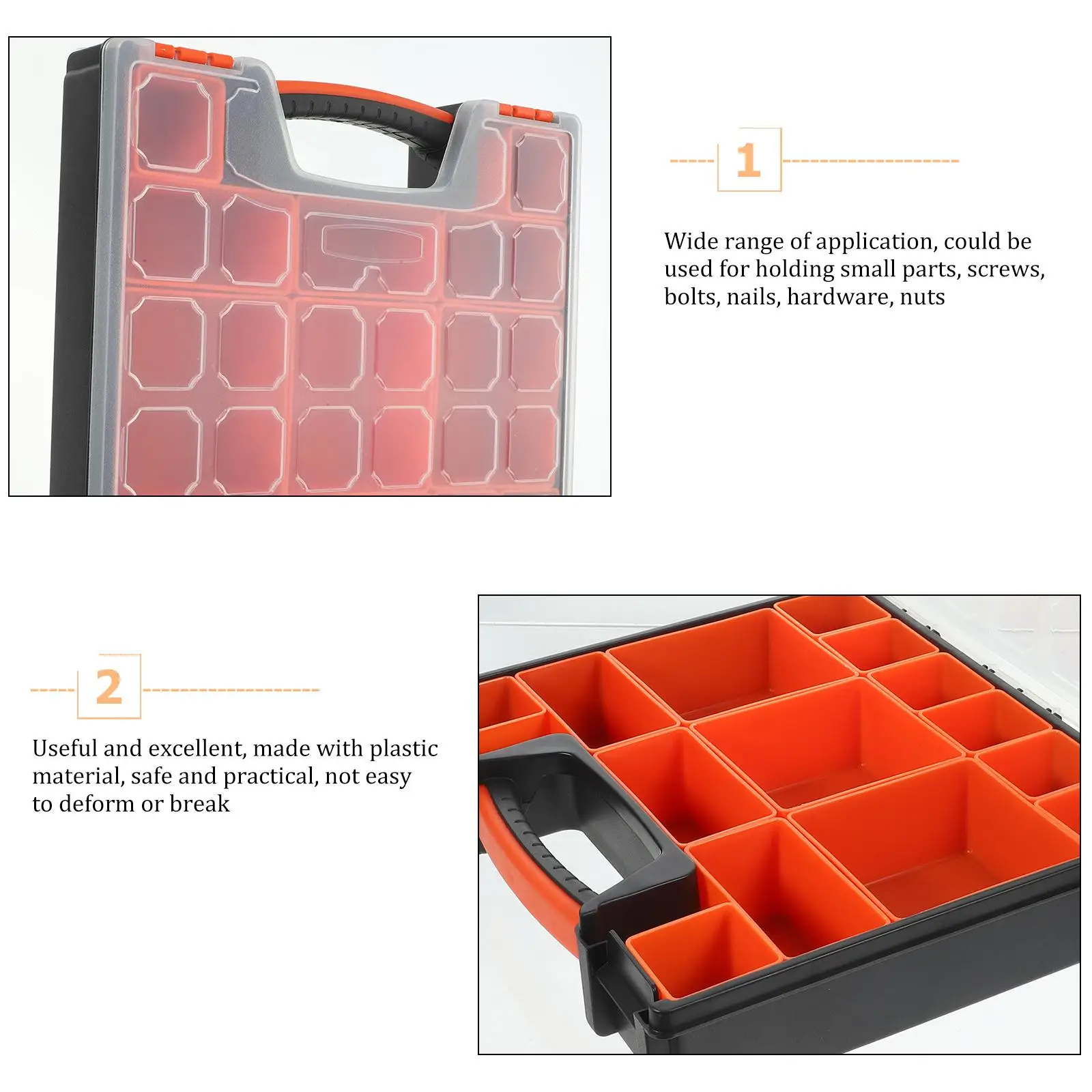 Caja de almacenamiento de componentes electrónicos, compartimento de contenedor de plástico, piezas pequeñas, organizador de tornillos, pernos