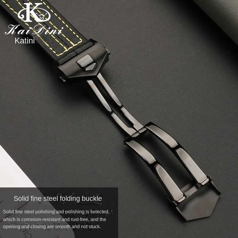 Ремешок нейлоновый из натуральной кожи для часов, 22 мм, с пряжкой из нержавеющей стали