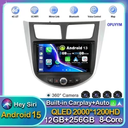 Android 16 Car Radio For Hyundai Solaris Accent I25 2010 2011 2012 2013 2014 2015 2016 GPS Navigation QLED BT Head Unit WIFI 4G